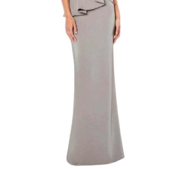 NWT Montage by Mon Cheri 221974 Crepe & Beading Evening Dress Taupe Size 12 - Picture 2 of 6